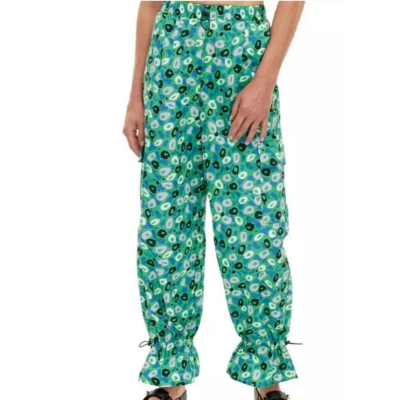 Diane Von Furstenberg x Target Nylon Green Utility Jazz Dot Cargo Pants Medium - Picture 2 of 15